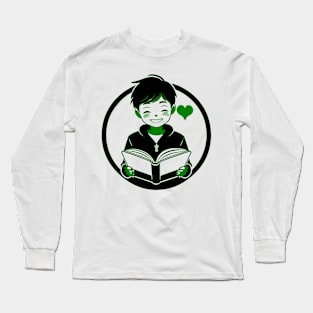 Boy who Loves to Read Green Long Sleeve T-Shirt